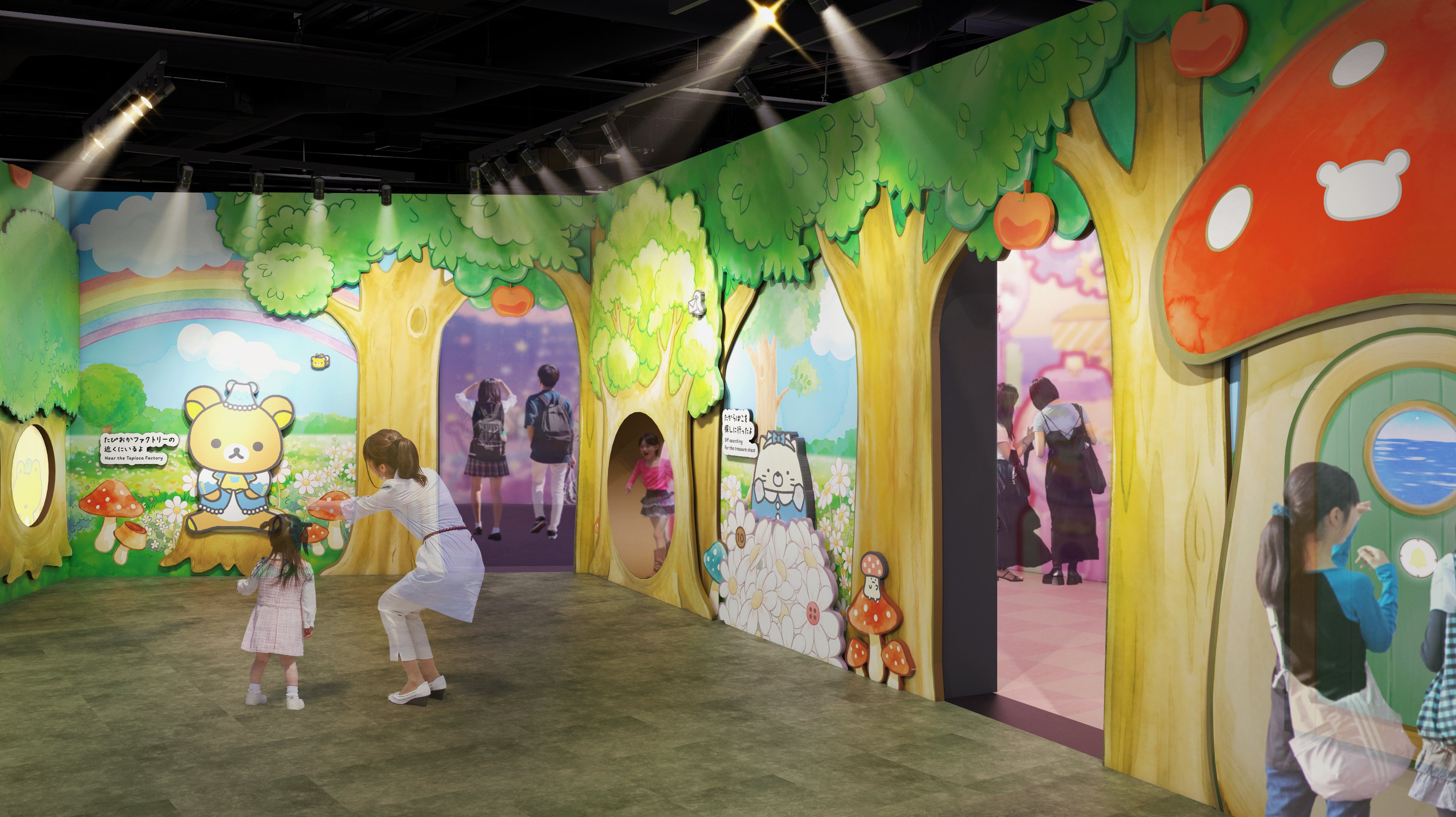 San-X Paradise Secret Party！の屋内ウォークスルー空間イメージ。開業後の実景ではありません