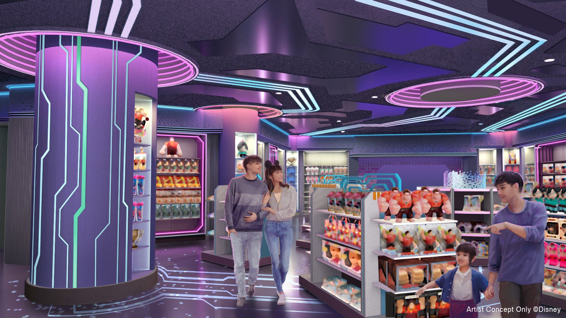 商品店舗「ピクセル・プリズム」の完成予想イメージ。Artist Concept Only の表記を保持しています。